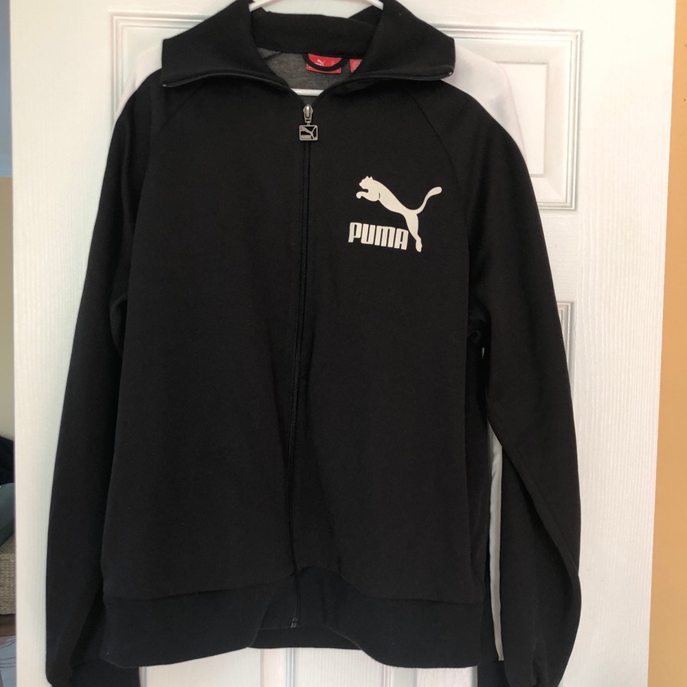 Men’s black with white stripe Puma tracksuit